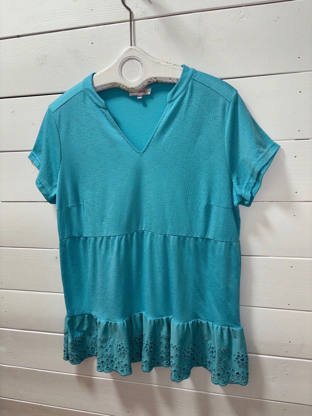 Grenier Textured Peplum Top – Turquoise – XL - Picture 3 of 9